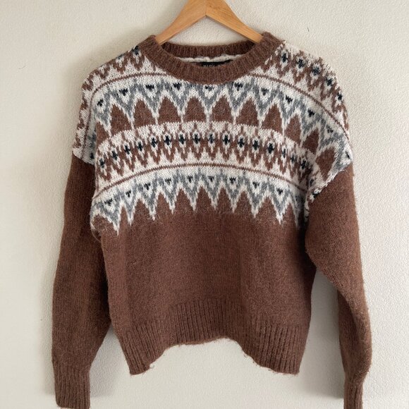 Miou Muse Sweaters - MIOU MUSE Fair Isle Brown Sweater is New w/o Tags! Size Small